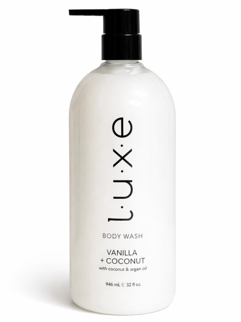 Luxe Vanilla Coconut Body Wash 32 oz Hydrating Coconut & Argan Oil Pump Bottle